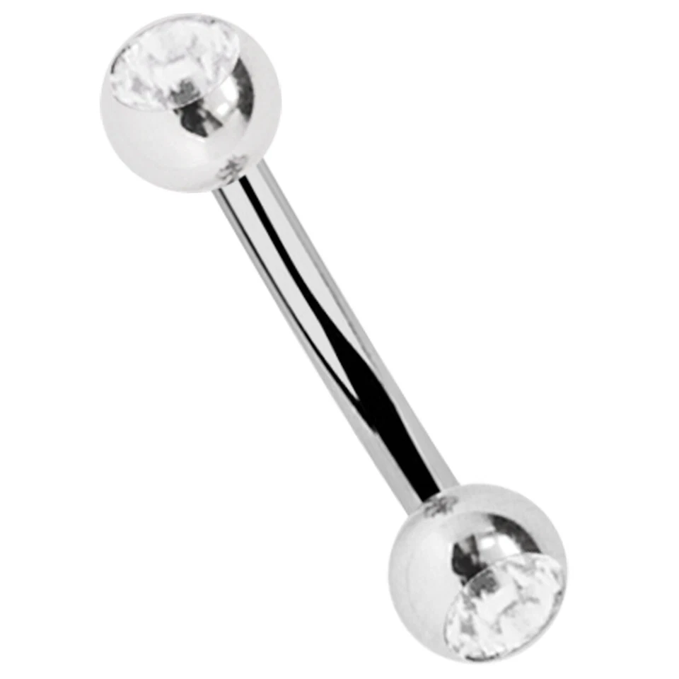Titan Stomaco Piercing Capezzolo Banana Curvo Barbell 1,6mm Con 4mm Cristallo - Immagine 2 di 4