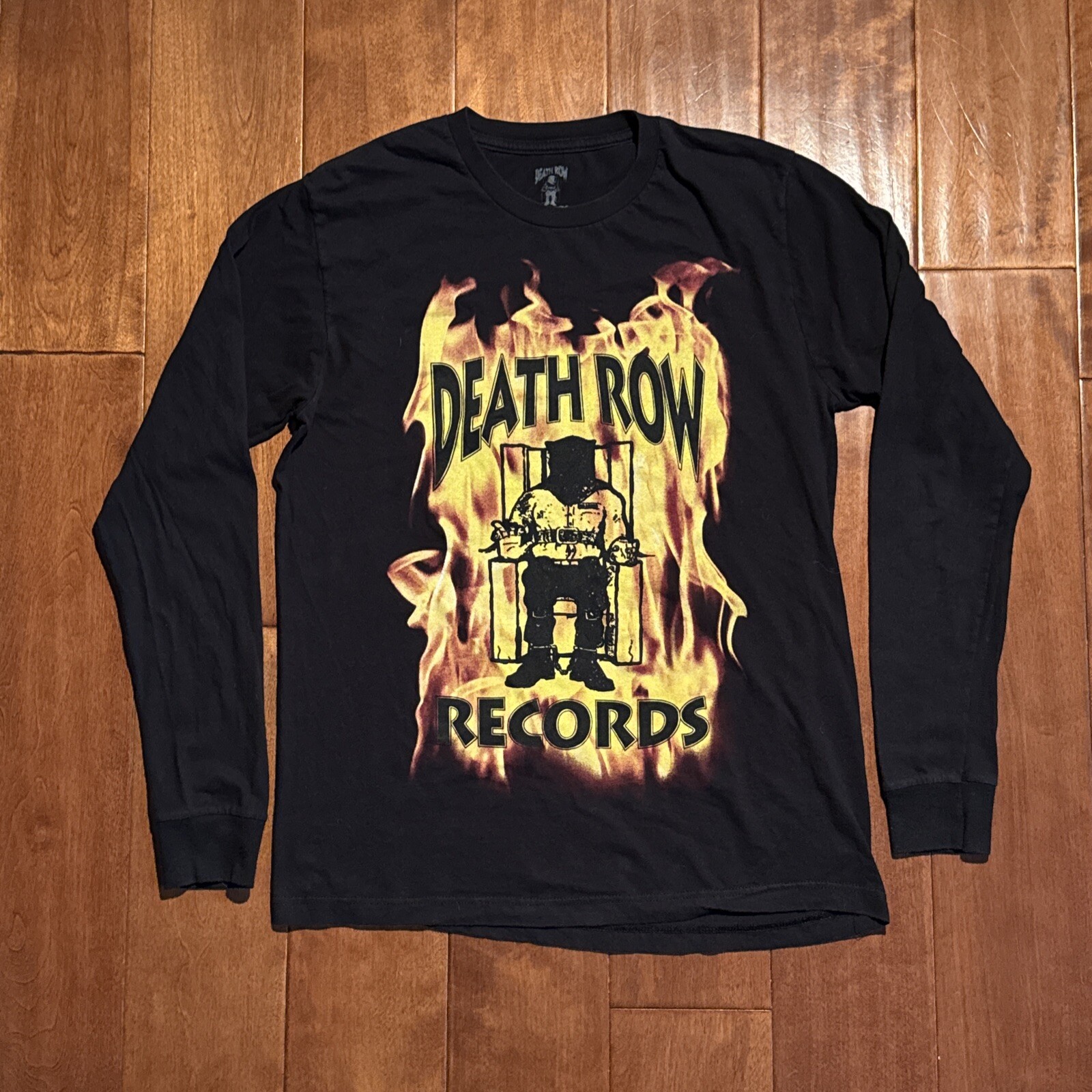 FILA T shirt Death Row Records uomo taglia media nera maglietta grafica logo manica lunga