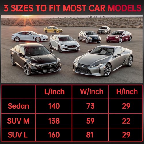 Universal SUV Half Car Cover Waterproof All Weather, Hail Protector Black - Picture 5 of 7