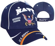 US Navy Veteran / Active Duty Enduring Freedom Blue EMBLEM Embroidered Cap Hat