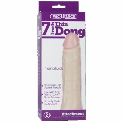 Doc Johnson Vac-U-Lock Modular System Thin 7 inches Natural Dong, New