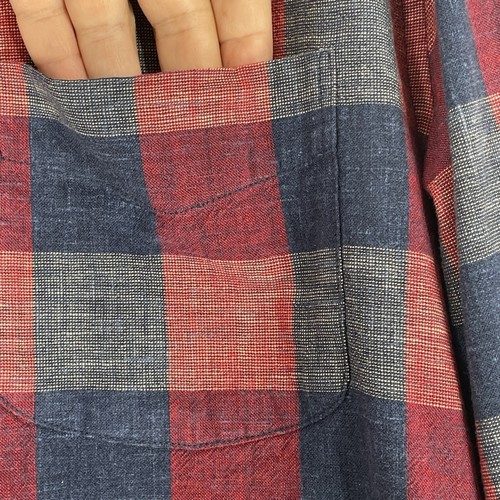 J. Camicia girocollo uomo taglia media rossa blu bufalo check slim fit preppy abbottonata - Foto 4 di 7