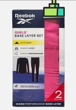 Reebok Base Layer Set 2 PC Girls' L (12-14) Pink Warm Performance Outdoor Play