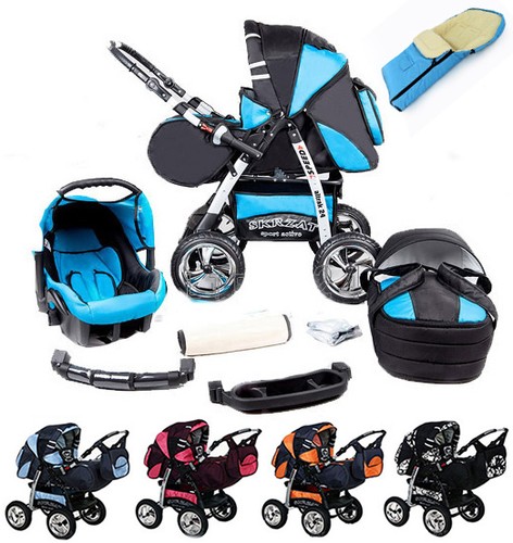 PRAM PUSHCHAIR SPEED + CAR SEAT + FOOTMUFF + CHOICE OF WHEELS