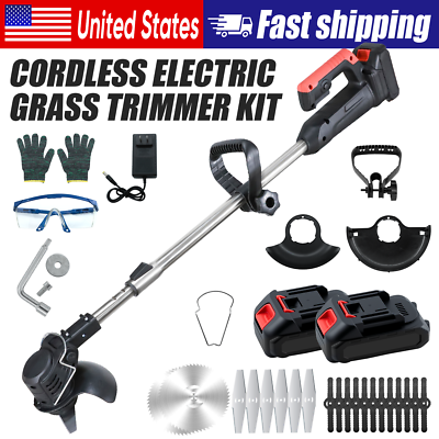 #ad Cordless Grass String Trimmer Cutter Electric Weed Whacker Lawn Mower 2 Battery $38.99