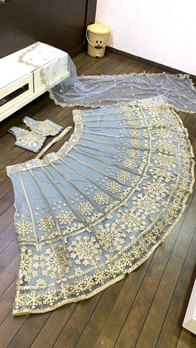 LANCIO NUOVA RETE PESANTE LEHENGA CHOLI CON DUPATTA PER MATRIMONIO E FESTA - Foto 14 di 14