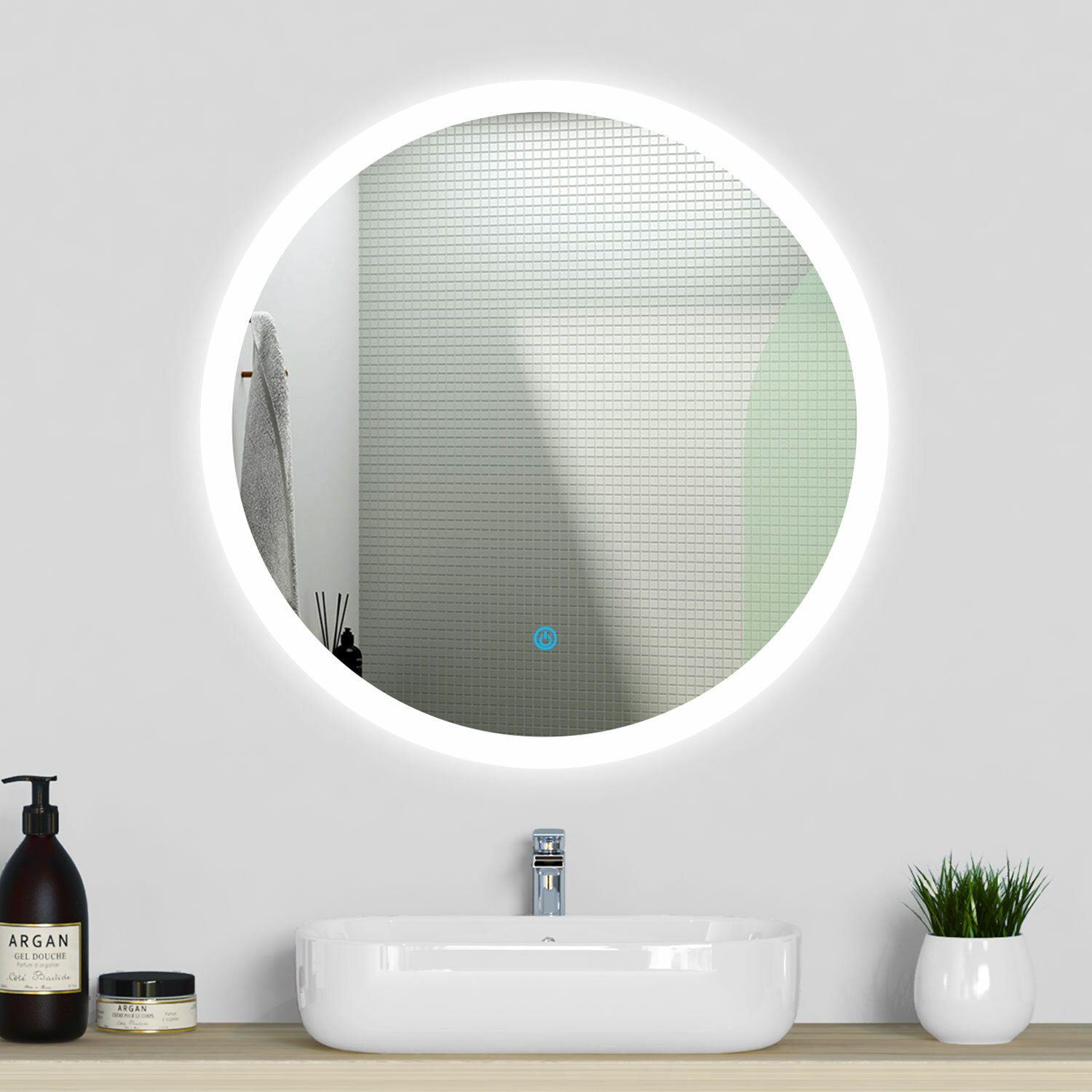 LED Cloakroom Bathroom Mirror Lights Touch Switch Illuminated Anti Mist