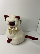 Applause Siamese Cat Plush After Eight Cameo 12 Blue Eyes Bow 1986 Vintage
