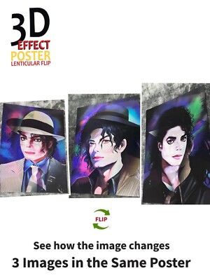 King of Pop-Michael Jackson Poster 3D Lenticular Flip Effect,3 Images In One