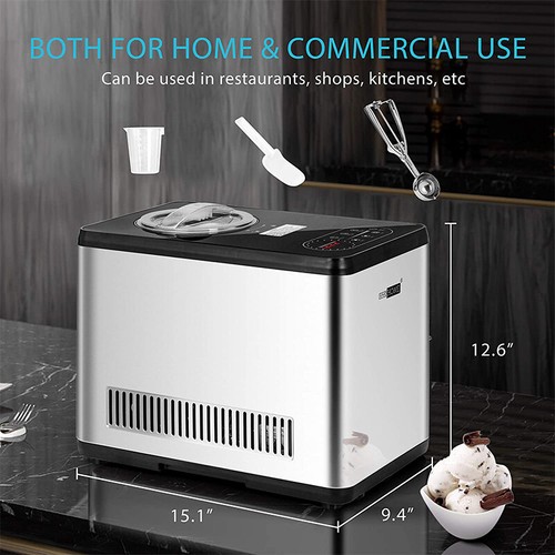 1.6Qt Automatic Ice Cream Maker Machine w/ Compressor LCD Display, 3 Mode, Timer - Picture 6 of 8