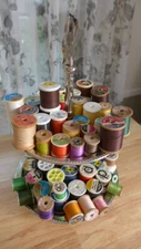 Large Lot of 60+ Vintage Sew Thread Wood Spools Talon Coats Clarks JP Boilfast