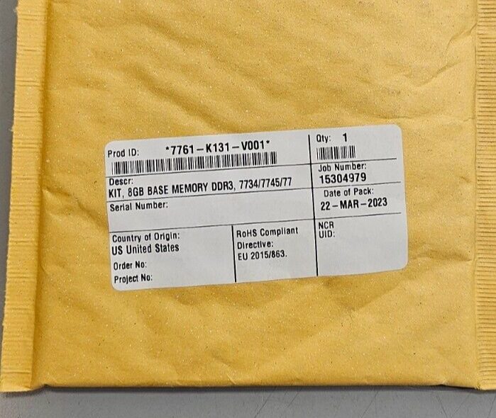 NCR 7734/7745/7761 8GB Memory Upgrade Kit AVH641GU67G1600GE