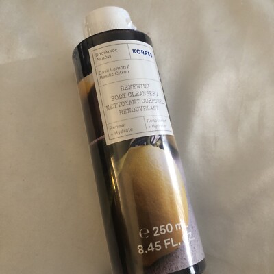 Korres Basil Lemon Renewing Body Cleanser 90.2% Natural Content Sealed 250ml NEW