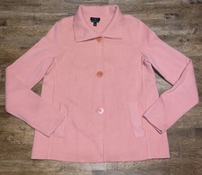 Talbots Pure Merino Wool Cardigan Blazer Size P Soft Salmon Pink Button Sweater
