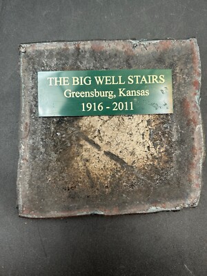 The Big Well Stairs Greensburg Kansas 1916-2011 Souvenir Plaque OG Metal Stair