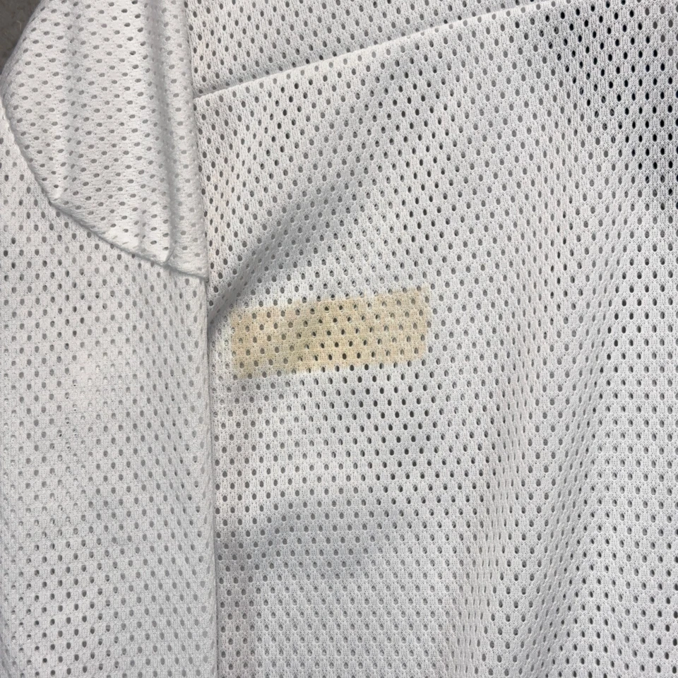 Jersey de hockey de costura atlética para hombre pequeño mediano blanco amarillo malla pulóver DEFECTUOSO Foto 3 de 4
