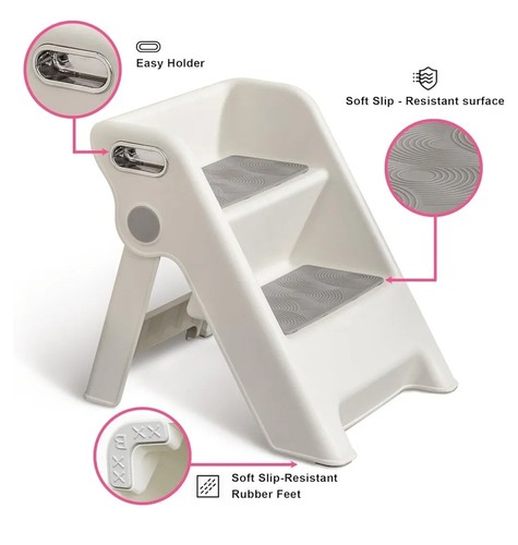 UNCLE WU Foldable 2-Step Stool for Kids - 11.2" Height, Anti-Slip, Safety(B192) - Picture 4 of 6