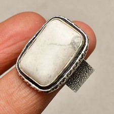 Howlite Gemstone Handmade 925 Sterling Silver Jewelry Size 9
