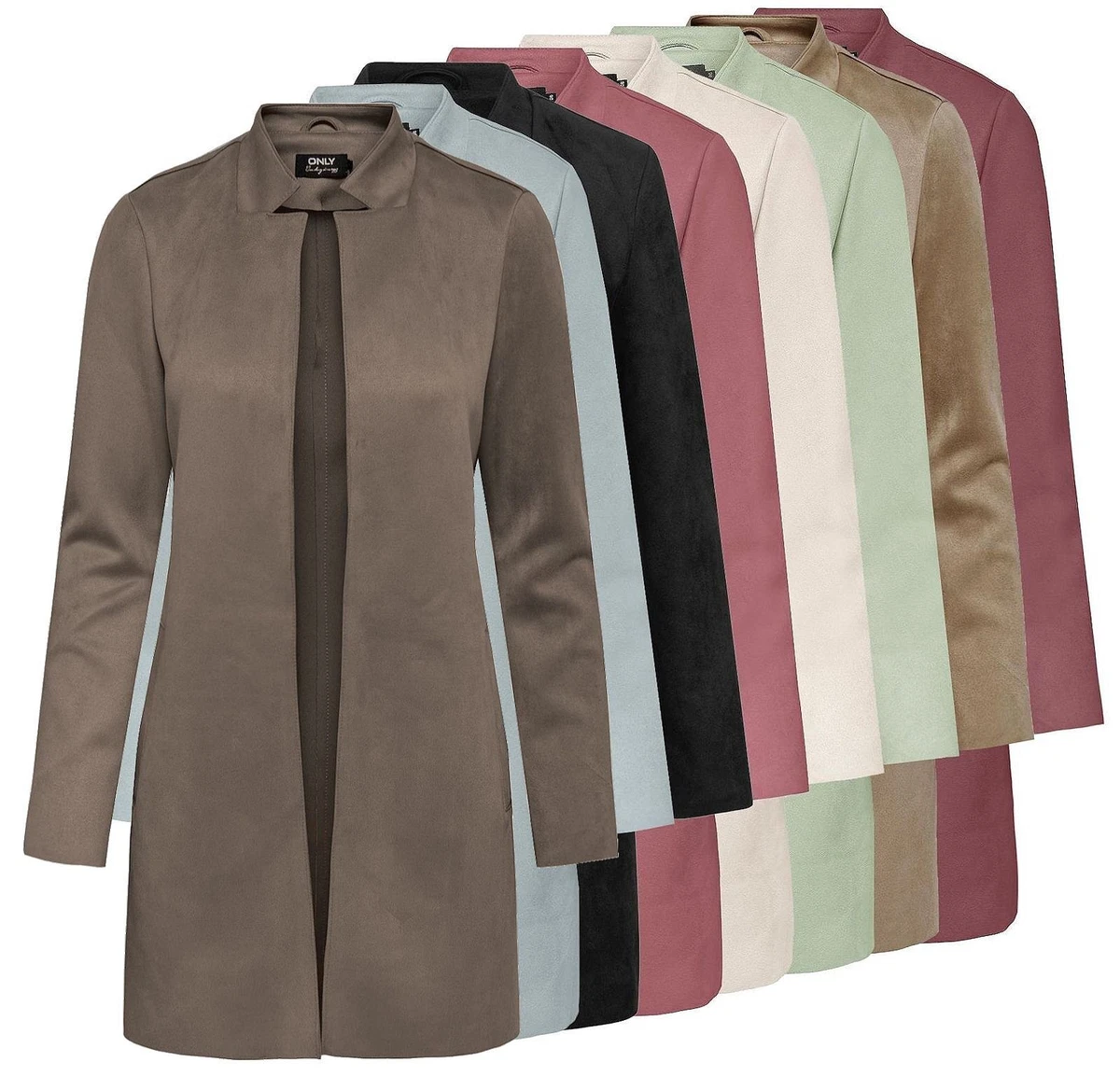 Only Damen Kunstleder Mantel Jacke Übergangsjacke Kurzmantel 