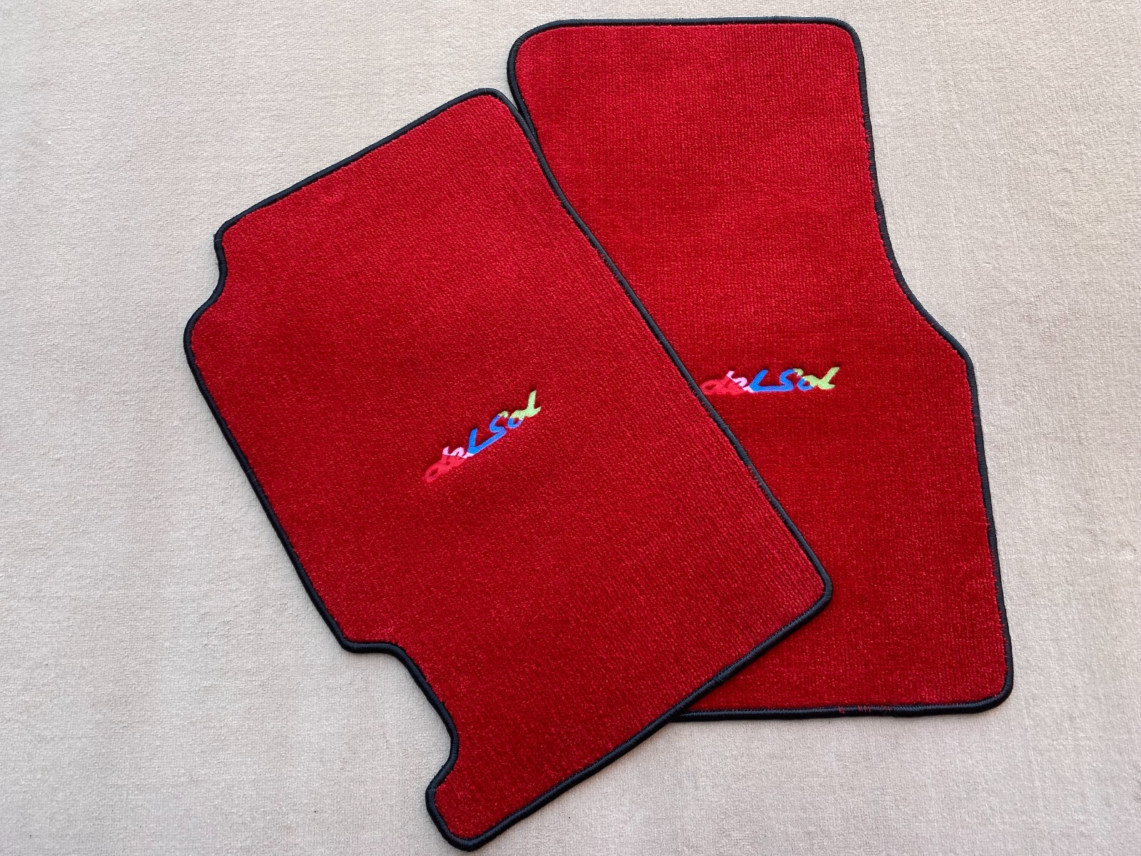 For Honda Civic Crx Del Sol Floor Mats Carpet Red Black edge 2pcs Fits