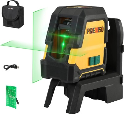 PREXISO Kreuzlinienlaser Grün 30m, Selbstnivellierend Linienlaser，USB-Aufladung