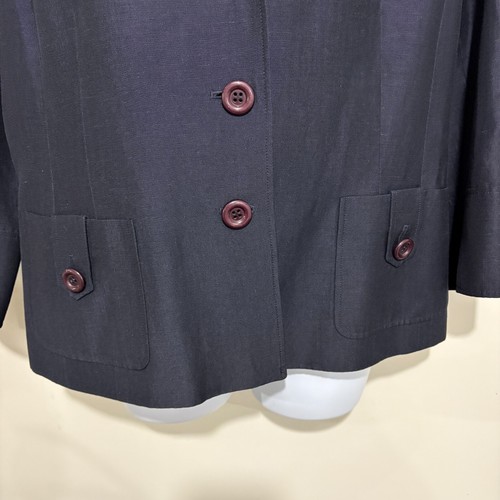 Traje Chaqueta Blazer Lafayette 148 NY 16 Azul Marino Lino Mezcla Lana Mangas 3/4 - Imagen 3 de 5