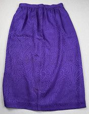 Vintage Silk Paisley Midi Skirt Womens 8 Purple A Line Lined Boho Cottagecore