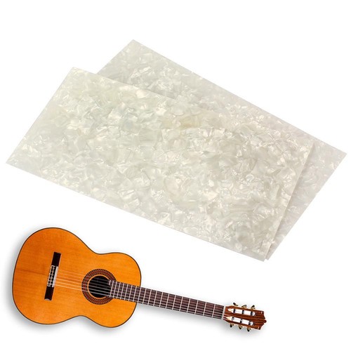 2pcs White Pearl Celluloid Guitar Head Impiallacciature Shell Sheets Parti Chitarra - Foto 2 di 7
