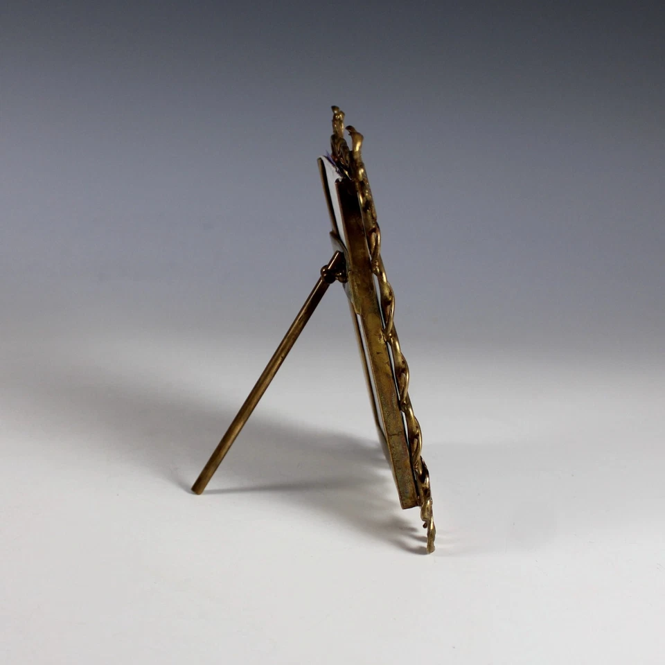 Antique French Gilt Bronze Photo Frame w Easel Beveled Glass - Image 4 of 4