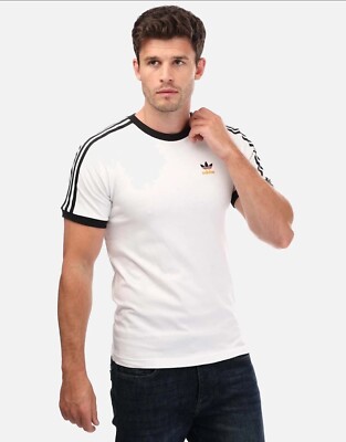 adidas Originals Mens Stripe Germany T-Shirt in White Black Size