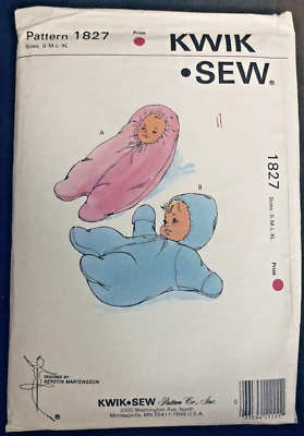 Kwik Sew 1827 Infant Baby CAR SEAT Friendly Bunting Size Newborn