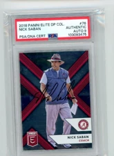 NICK SABAN CARD PSA Slab Signed 2018 Panini Elite Autographed Slabbed w/ 9 Auto