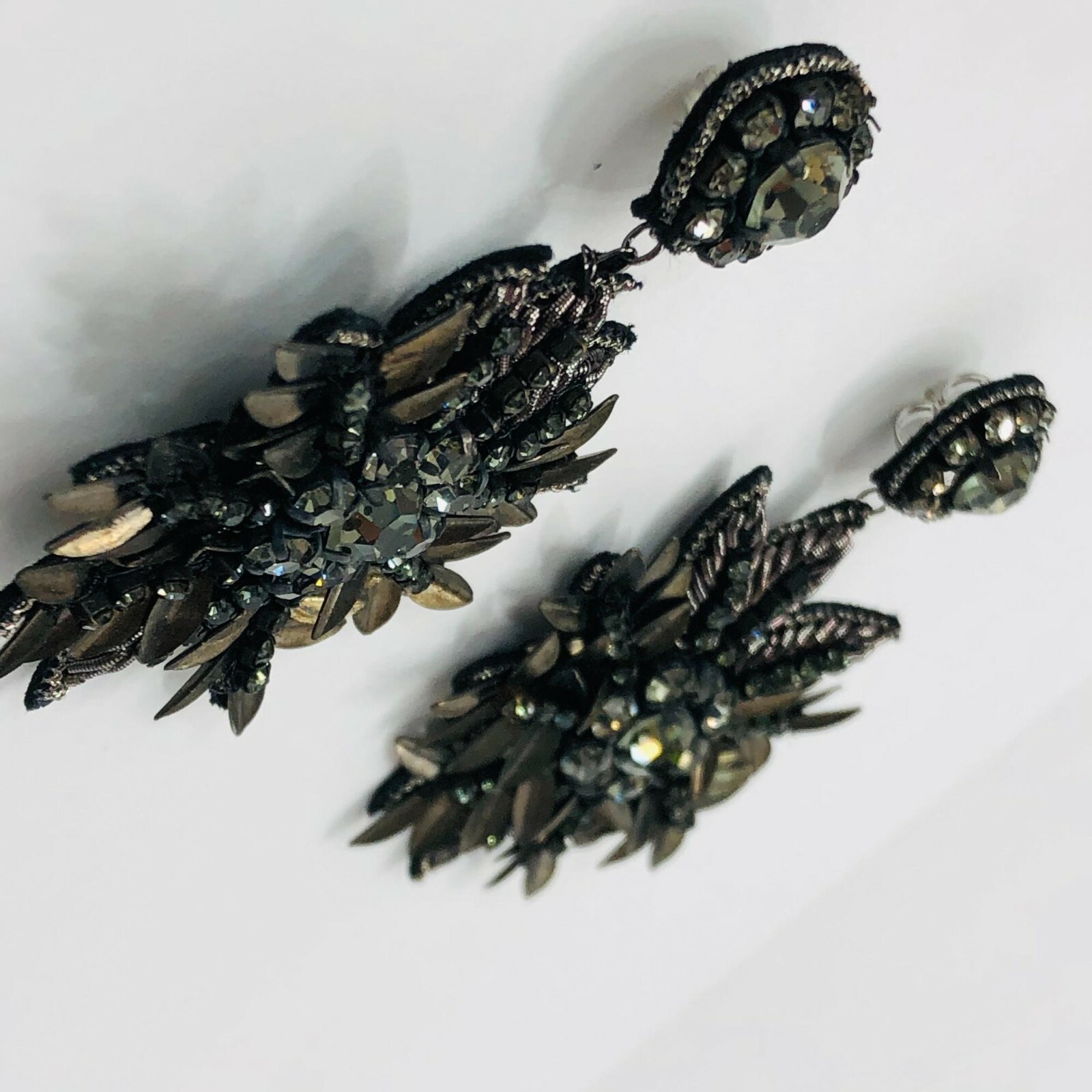 Rhinestone Statement Dangle Earrings Flower Pierc… - image 8