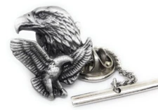 PATRIOTIC DOUBLE EAGLE TIE TACK / LAPEL PIN/HAT PIN