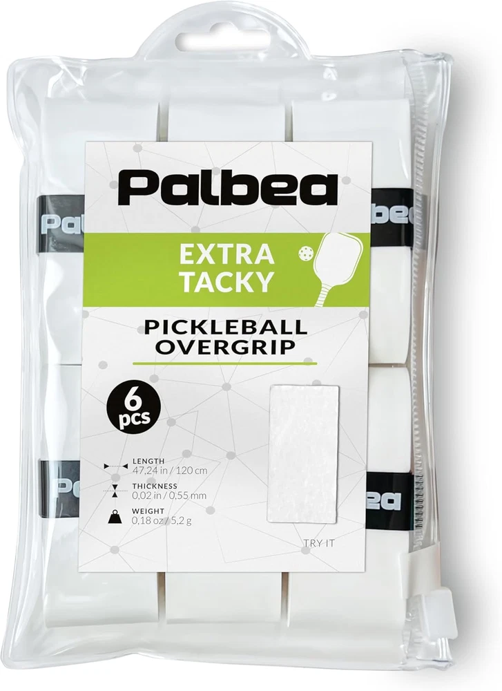 Pickleball Overgrip Tape - Pack of 3/6/12/22/60 - Extra Tacky White Pickleball