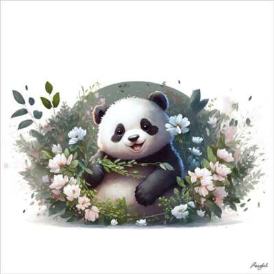 Panda Bear Accent & Decor Tile Roozbeh Bahramali Wildlife Art OB-ROZ162AT