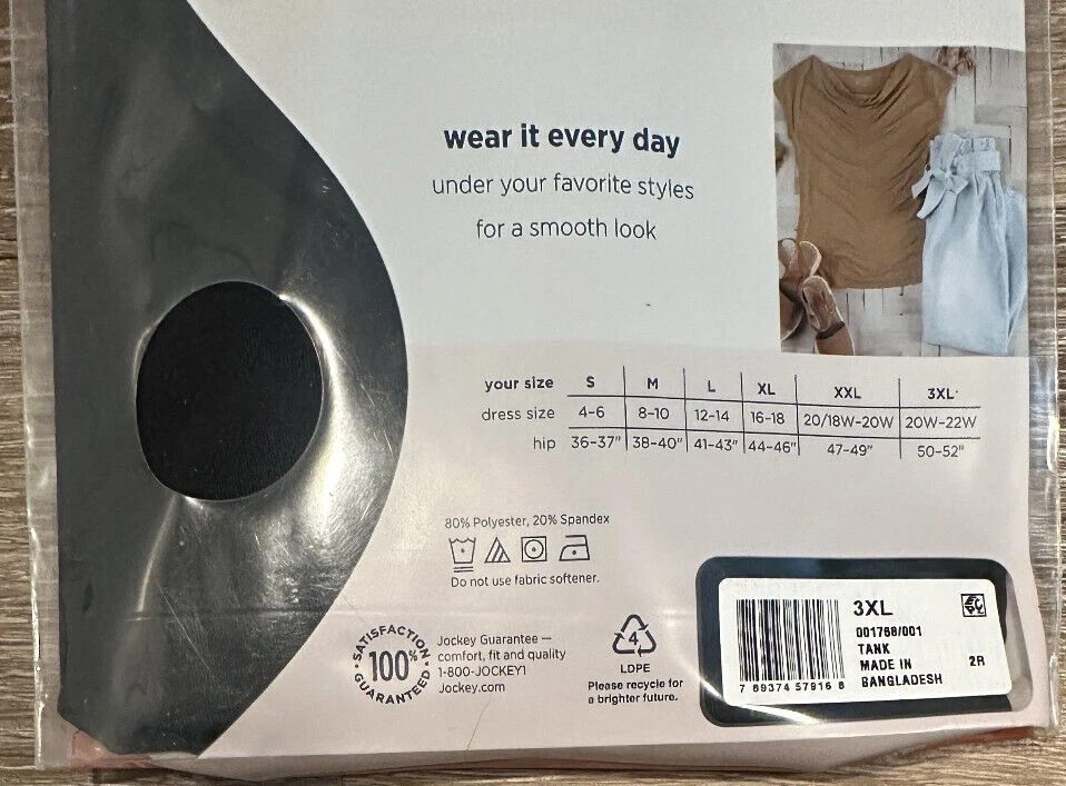 Camiseta sin mangas para mujer Jockey Essentials suavizante de axilas ancha sin correas de excavación negra 3XL Foto 4 de 4