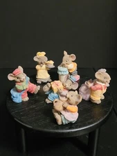 Vintage Set of 6 ARTMARK Itty Bitty Friends Mice Mouse Figurines 2"