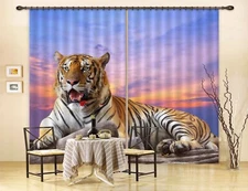 3D Sunset Tiger ZHUA3720 Animal Photo Curtain Window Blockout Fabric Amy 2023