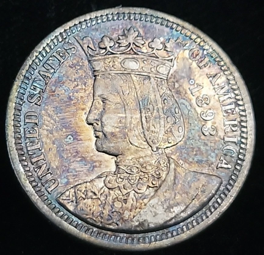 1893 Isabella Silver Commemorative Quarter 25c UNC Detail (Cleaned) | See Pics - Image 3 of 4