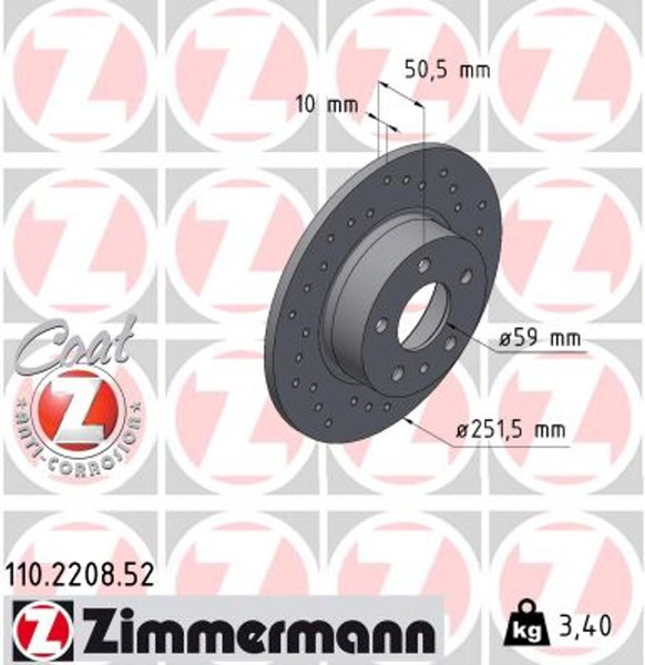 2X Zimmermann Bremsscheibe Sport Z 110.2208.52 FüR Alfa 147 156 164 Lancia Thema-image