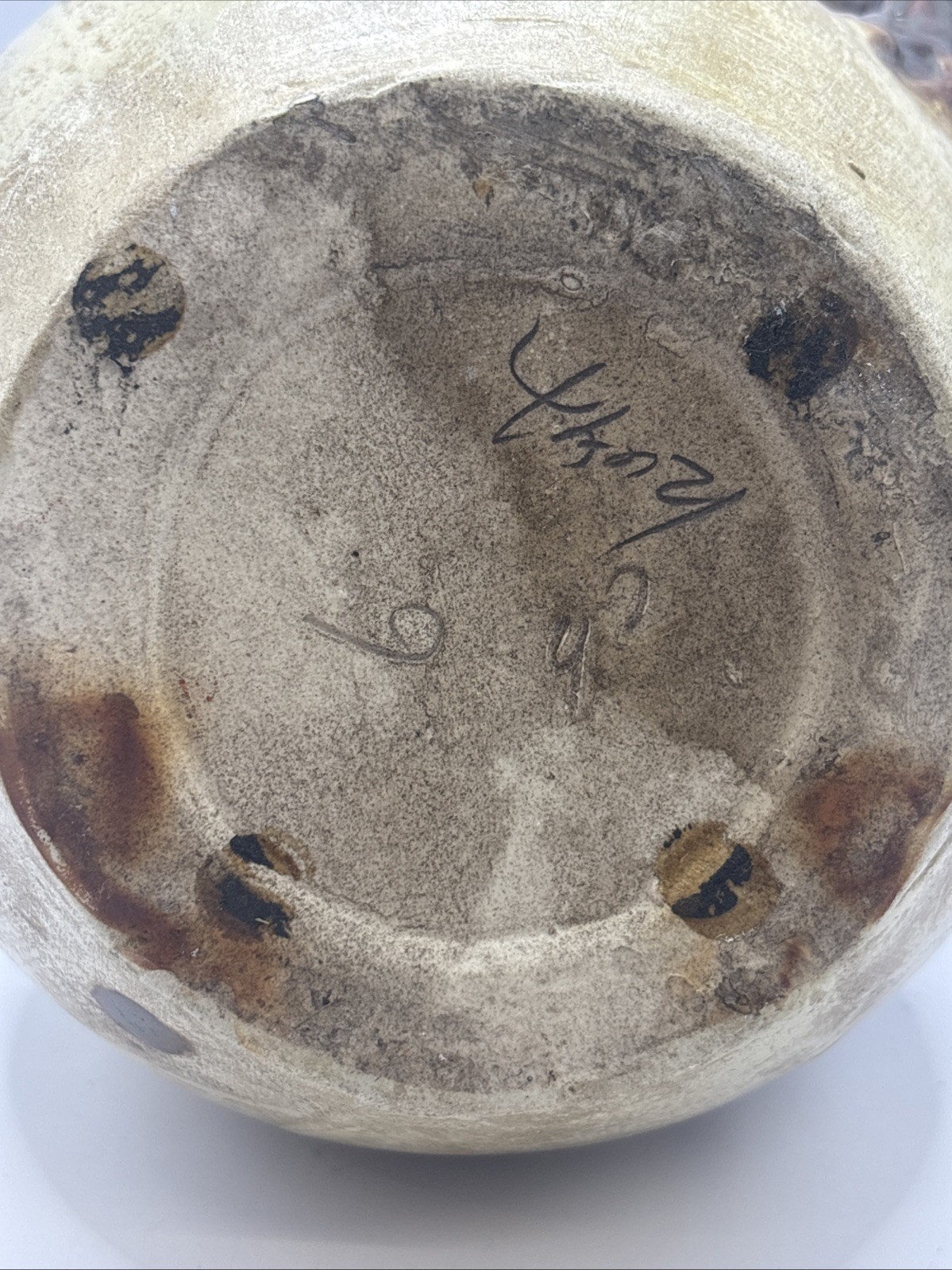 Vintage Italian Majolica Pitcher Ceramic Art Pottery Signed On Bottom