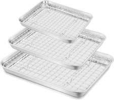 Baking Sheet with Rack Set 3 Pans  3 Racks , Stainless Steel Baking Pan Cookie