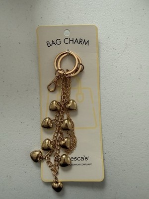 Francesca's Gold Heart Charm Women's Handbag Heart Accessory Purse Keychain