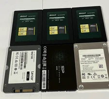 Lot of (5) 256GB & (1) 240GB 2.5" SSD Solid State Drives Mixed Lot