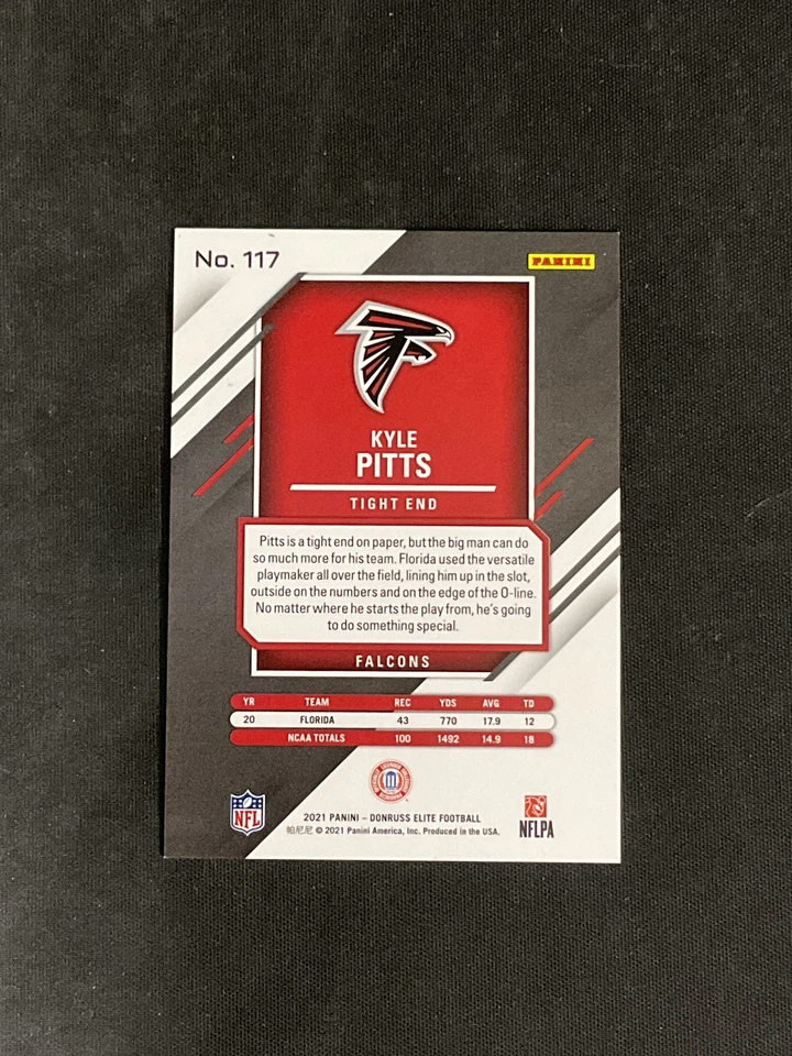 2021 Donruss Elite #117 Kyle Pitts Rookie Status /84 Atlanta Falcons - Image 2 of 2