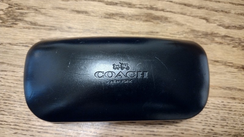 Coach Eyewear Black Leather Hard Clamshell Case for Sunglasses Glasses Preowned