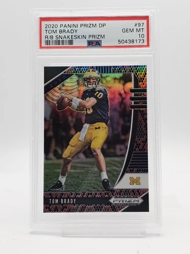 TOM BRADY 2020 PRIZM DRAFT PICKS RED BLACK SNAKESKIN #97 MICHIGAN PSA 10 Q1739