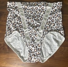 Vtg MAIDENFORM M Satin Hi Waist Shaping Panties Pinup Leopard Second Skin HOT