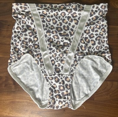 Vtg MAIDENFORM M Satin Hi Waist Shaping Panties Pinup Leopard Second Skin HOT